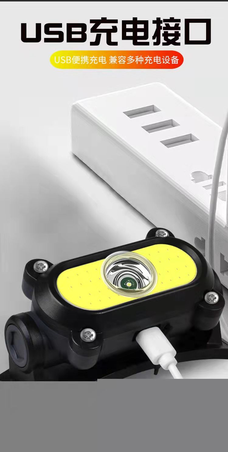 New COB headlamp dual-source rechargeable headlamp USB built-in battery strong headlamp for fishing and night fishing pic 1
