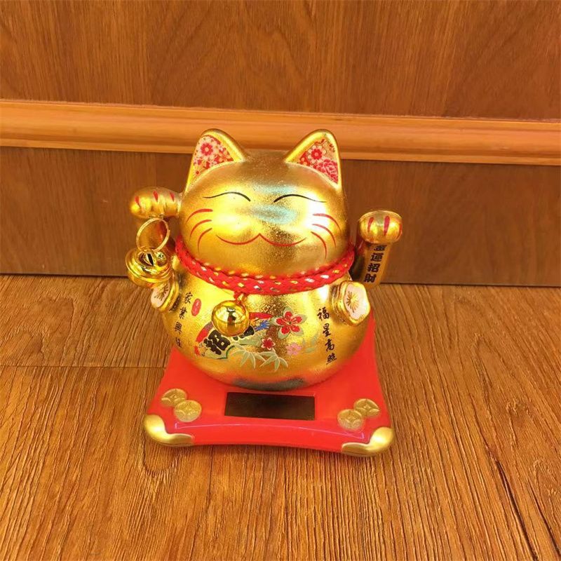 Nantai golden solar cat car living room cash register set decoration