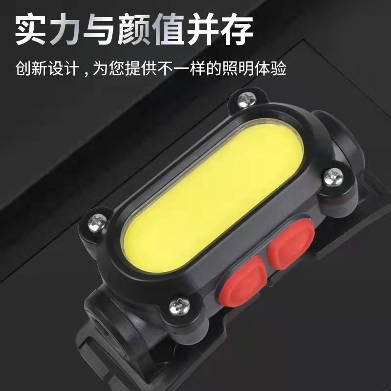 New USB charging headlamp, dual-source outdoor emergency head-mounted lamp, multi-functional sensor COB lighting lamp pic 4