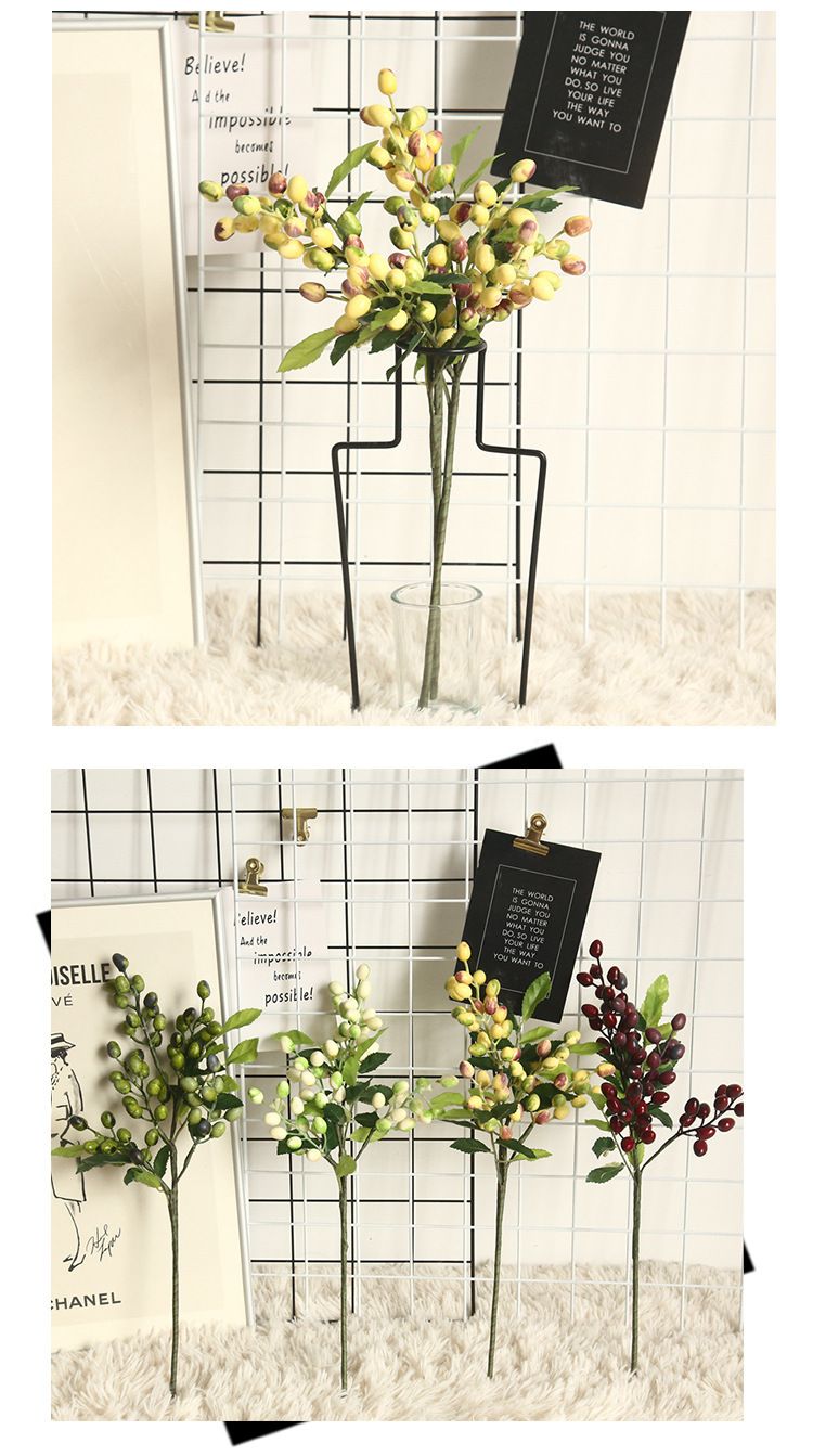 Berry, olive fruit, bean branch, Christmas artificial flower manufacturer, home decoration flower wall, plant wall, artificial flower MW30333 pic 9