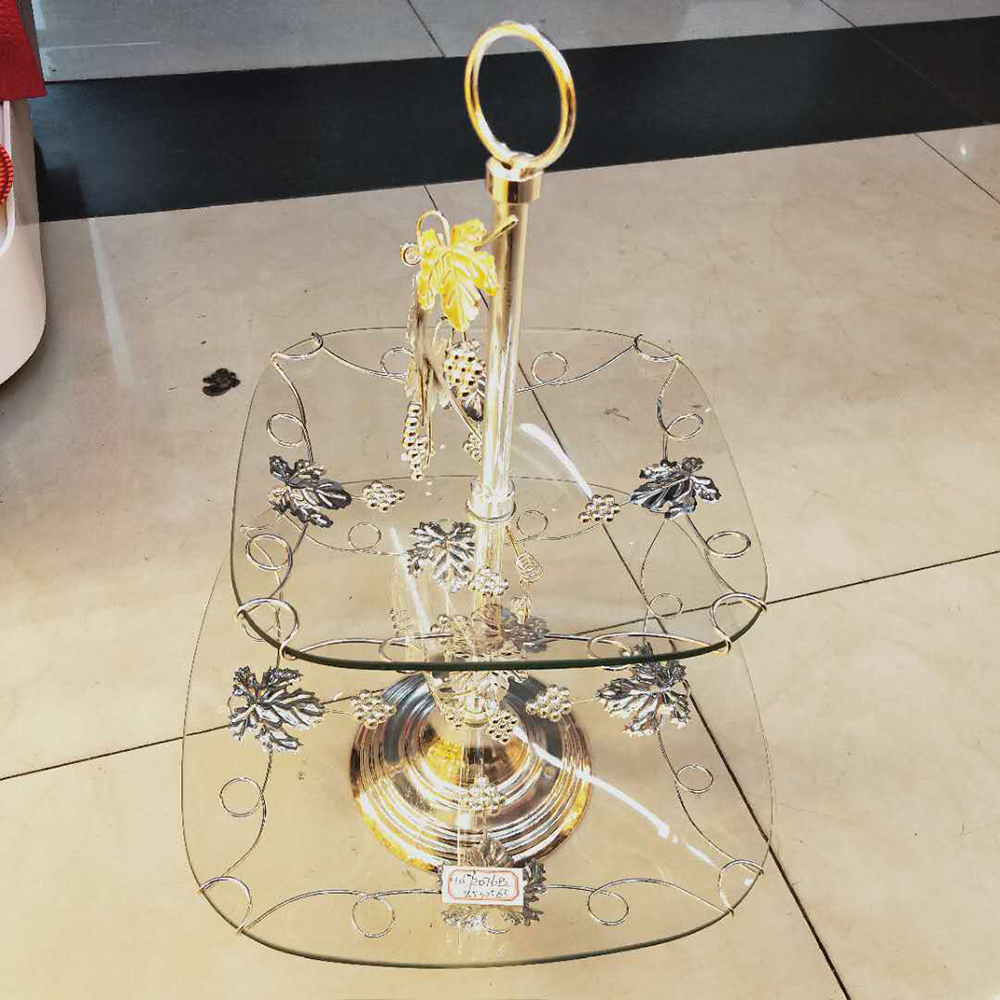 Iron high quality glass double layer gold plated silver string tray thumbnail