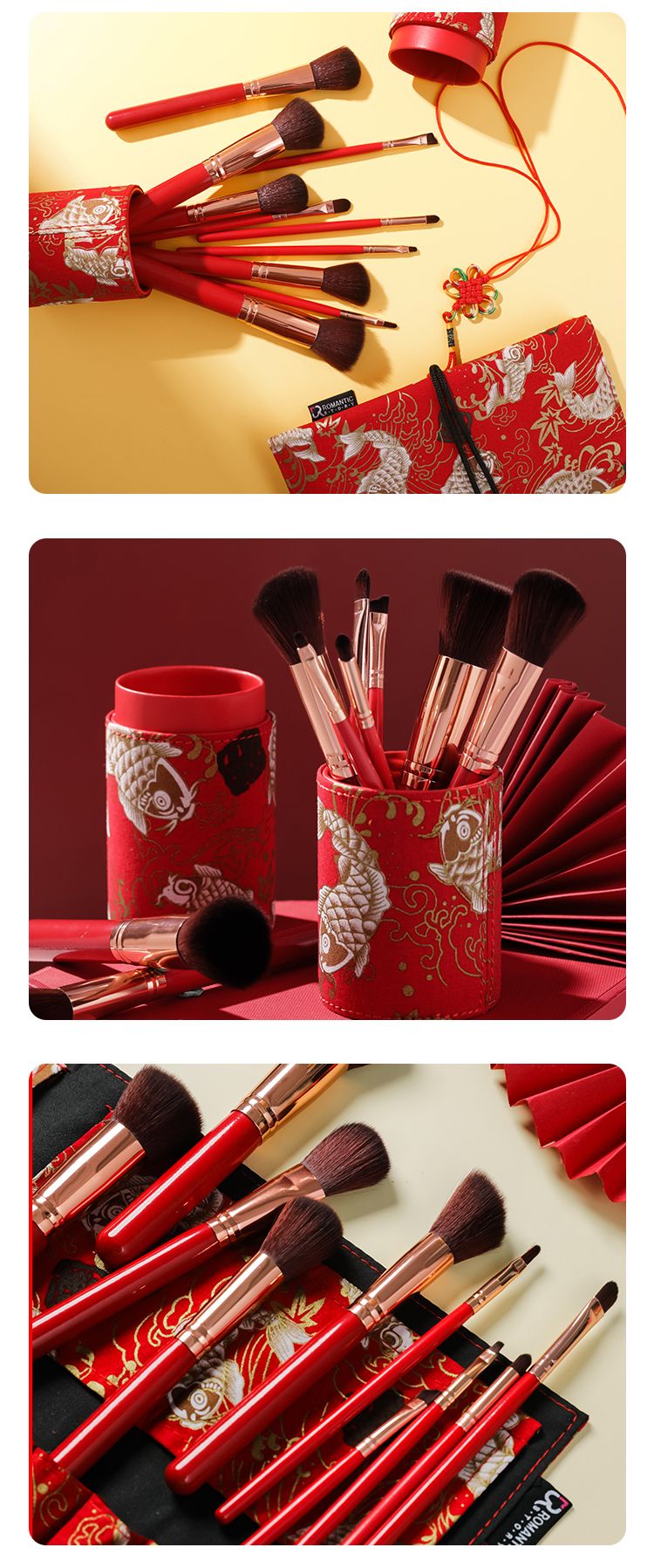 10 red fish-patterned cloth bag sets with Chinese style, symbolizing the joy and good luck of having fish every year pic 11