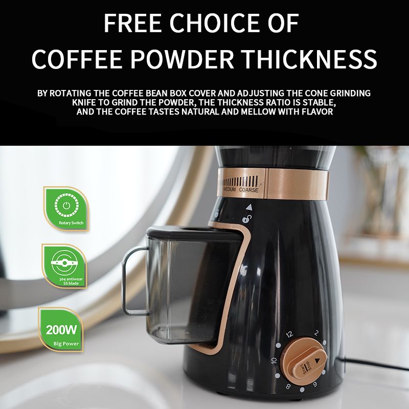 DSP丹松 全自动电动咖啡磨豆机家用小型研磨度调节咖啡豆研磨器ka3053详情图4