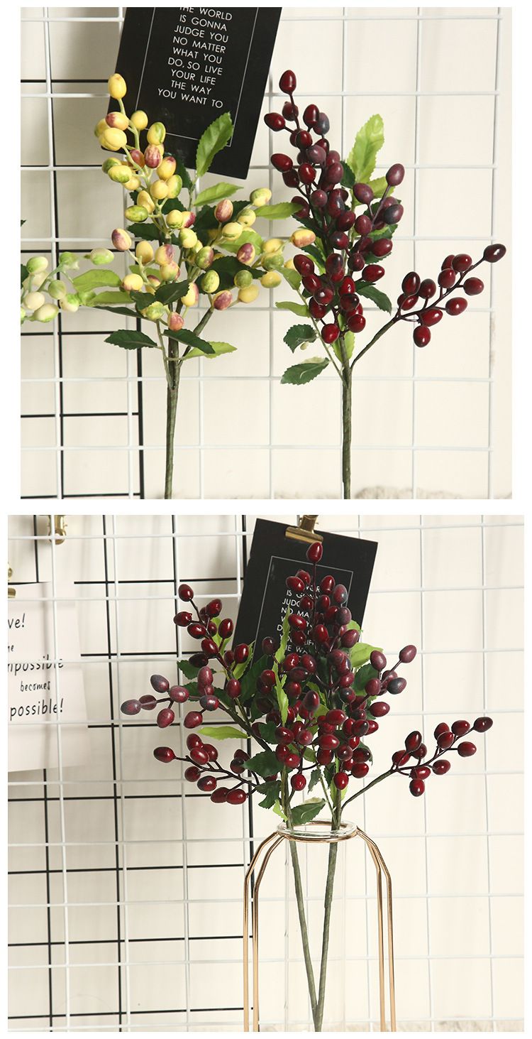 Berry, olive fruit, bean branch, Christmas artificial flower manufacturer, home decoration flower wall, plant wall, artificial flower MW30333 pic 12