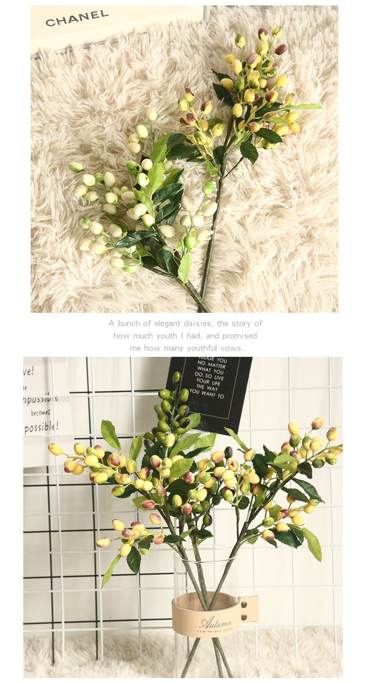 Berry, olive fruit, bean branch, Christmas artificial flower manufacturer, home decoration flower wall, plant wall, artificial flower MW30333 pic 6
