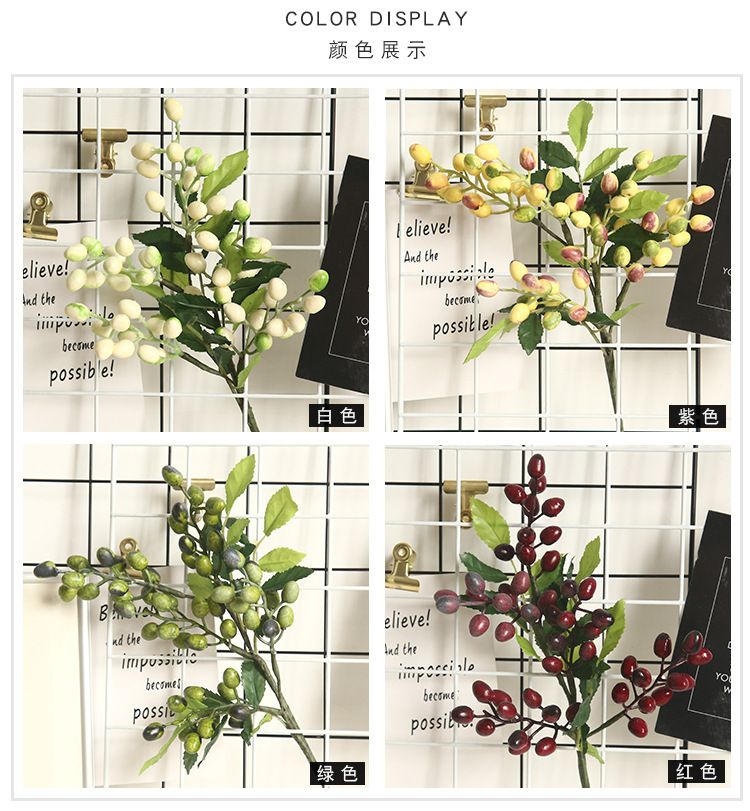 Berry, olive fruit, bean branch, Christmas artificial flower manufacturer, home decoration flower wall, plant wall, artificial flower MW30333 pic 4