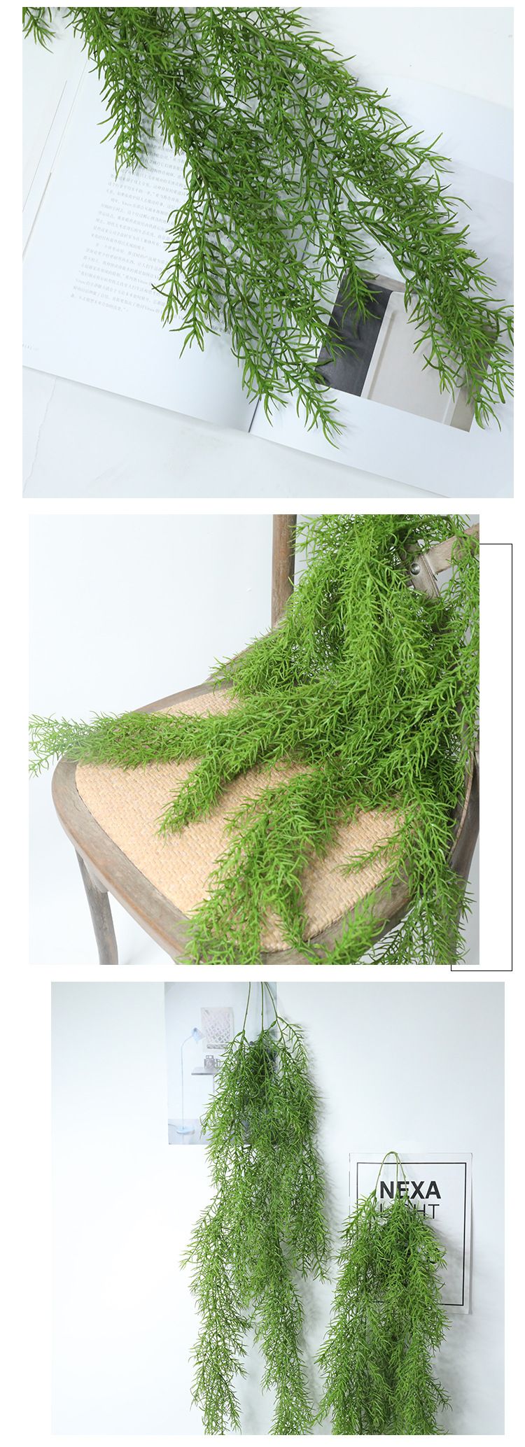 Artificial flower feel, pine needle, wall-hung vine, simulated leaves, simulated flowers, micro-landscape exit, indoor green plant wall MW26636 pic 6