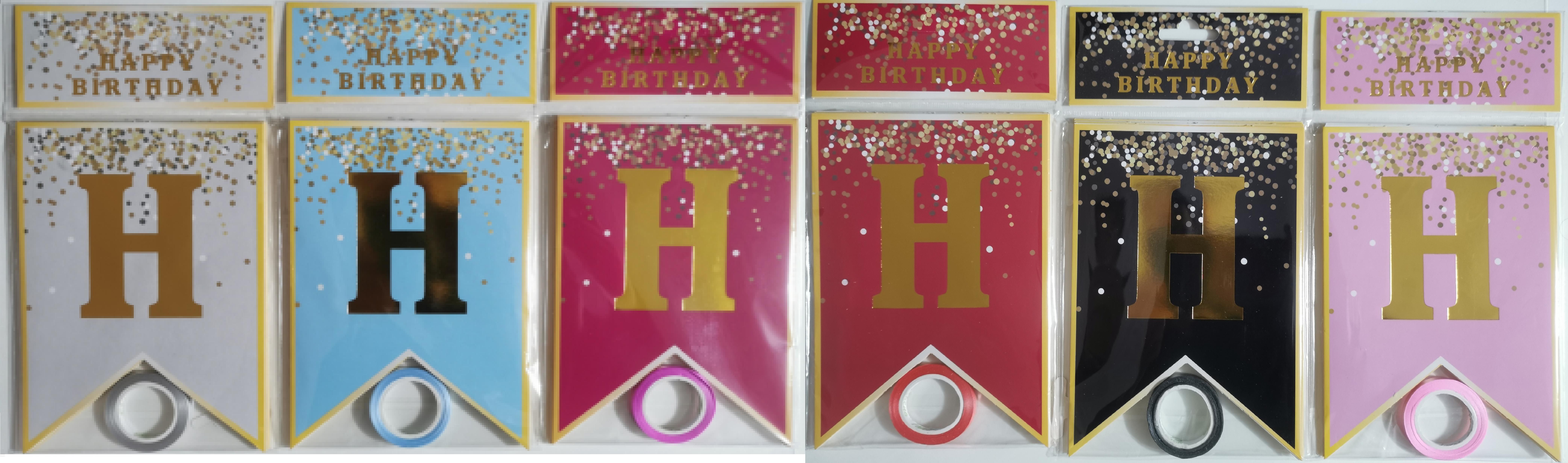 Happy birthday in English! Wholesale of party supplies with dot patterns, flags, and colorful stripes
