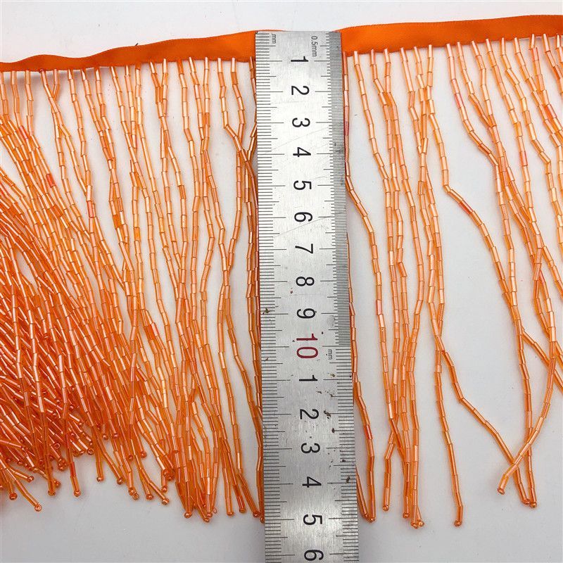 Heavy Glass Gold Seed Beaded Tassel Lamp Clothing Decorative Crafts 5 Yd Wholesale 15 Cm (6 In) Application Scenario