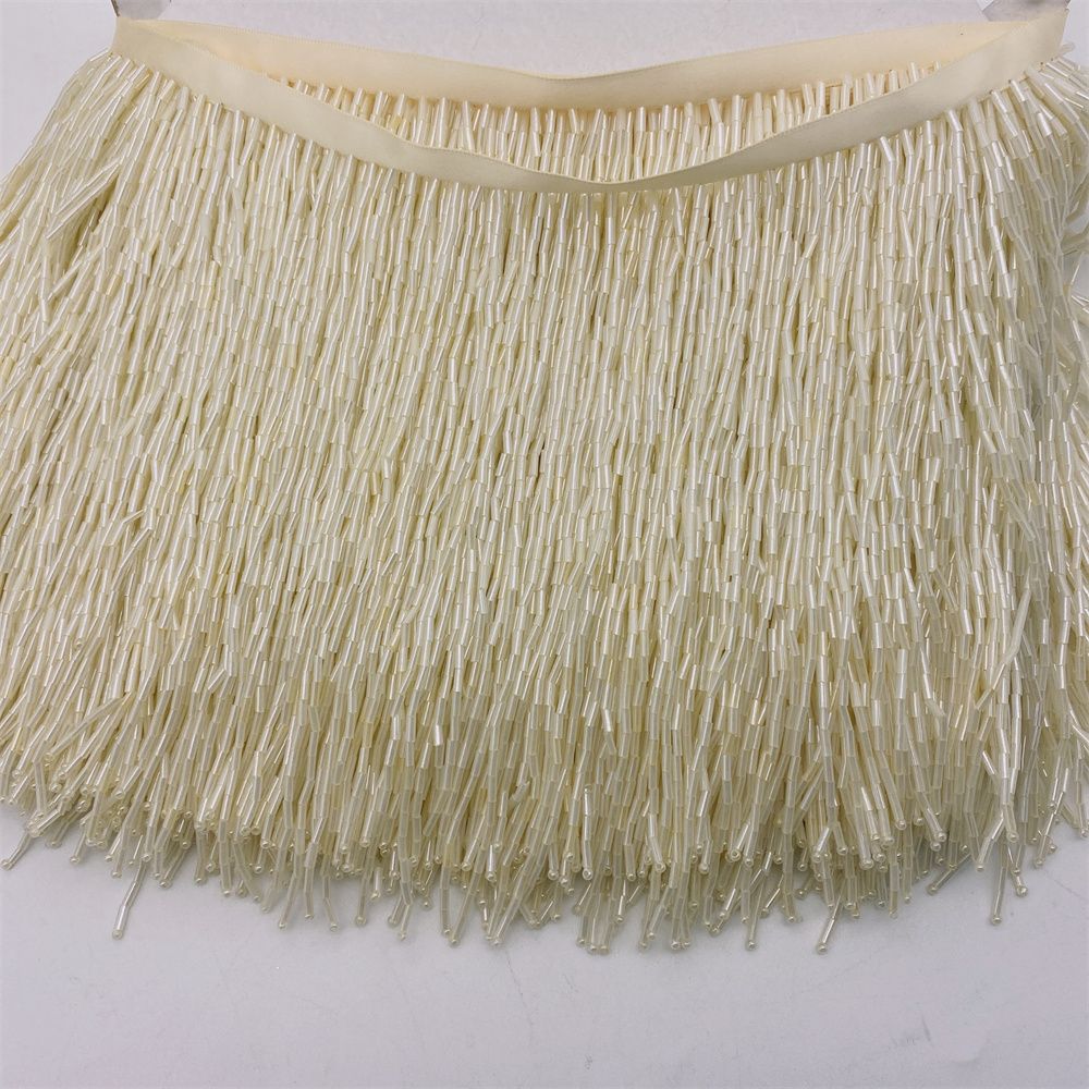 Heavy Glass Gold Seed Beaded Tassel Lamp Clothing Decorative Crafts 5 Yd Wholesale 15 Cm (6 In) Specification drawing