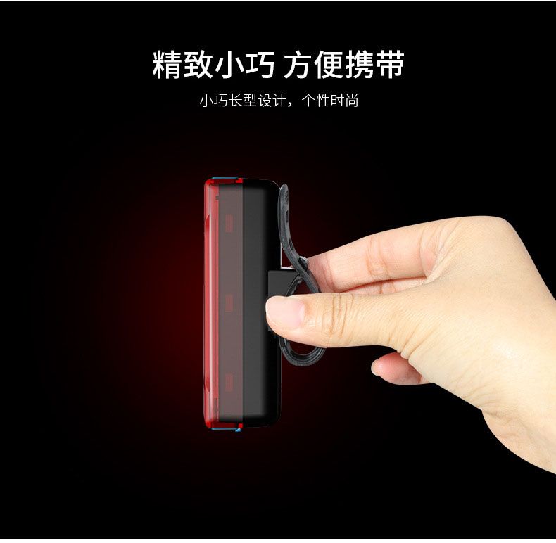 ZH-069 九LED长条尾灯USB充电自行车尾灯 骑行安全警示单车尾灯详情5