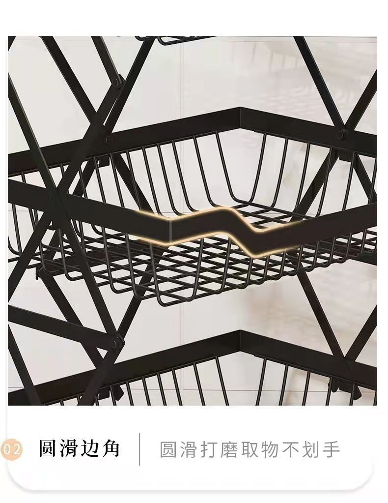 可折叠拉伸水果蔬菜收纳架多层转角可移动旋转厨房调料瓶置物架子详情7