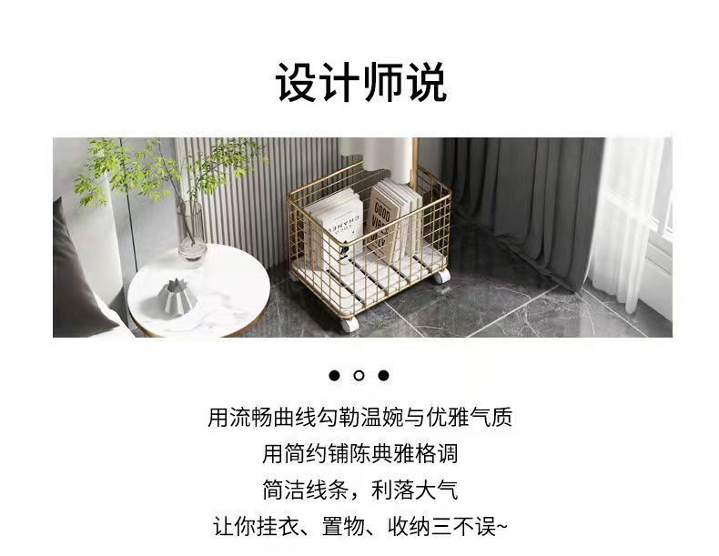 轻奢风新款衣帽架可移动带轮卧室小型挂衣架简易衣服收纳架网红风详情2