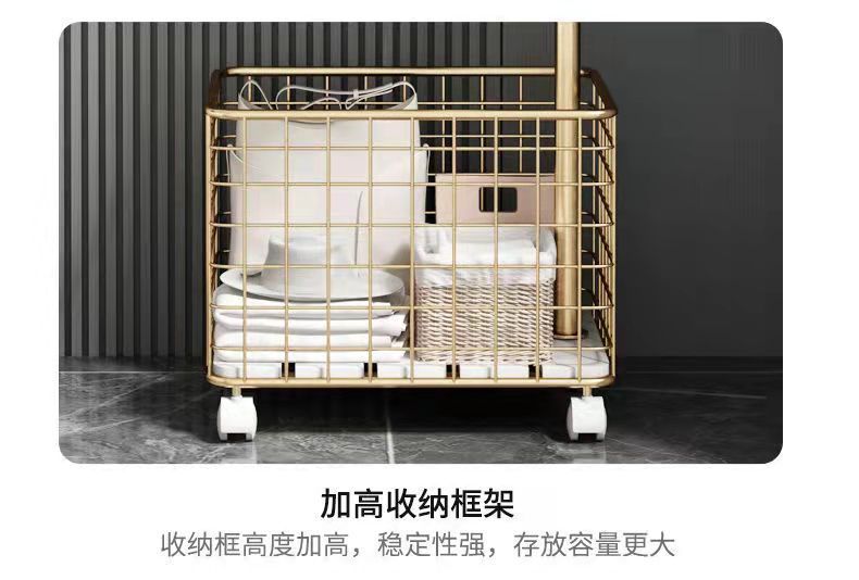 轻奢风新款衣帽架可移动带轮卧室小型挂衣架简易衣服收纳架网红风详情13