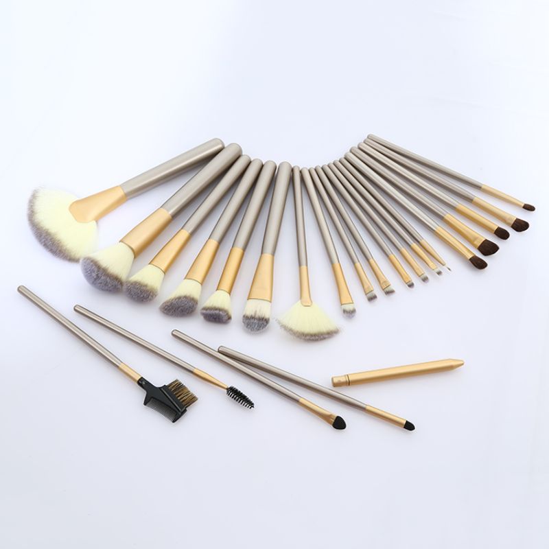 24 beige makeup brushes, beauty tools, champagne-colored makeup brush set, multi-functional and exquisite packaging