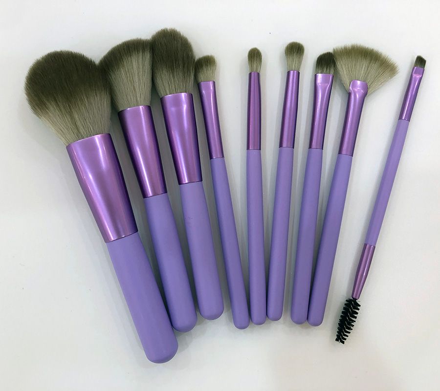 9 simple makeup set brushes in four colors, practical for beginners, easy to carry, soft bristles pic 12