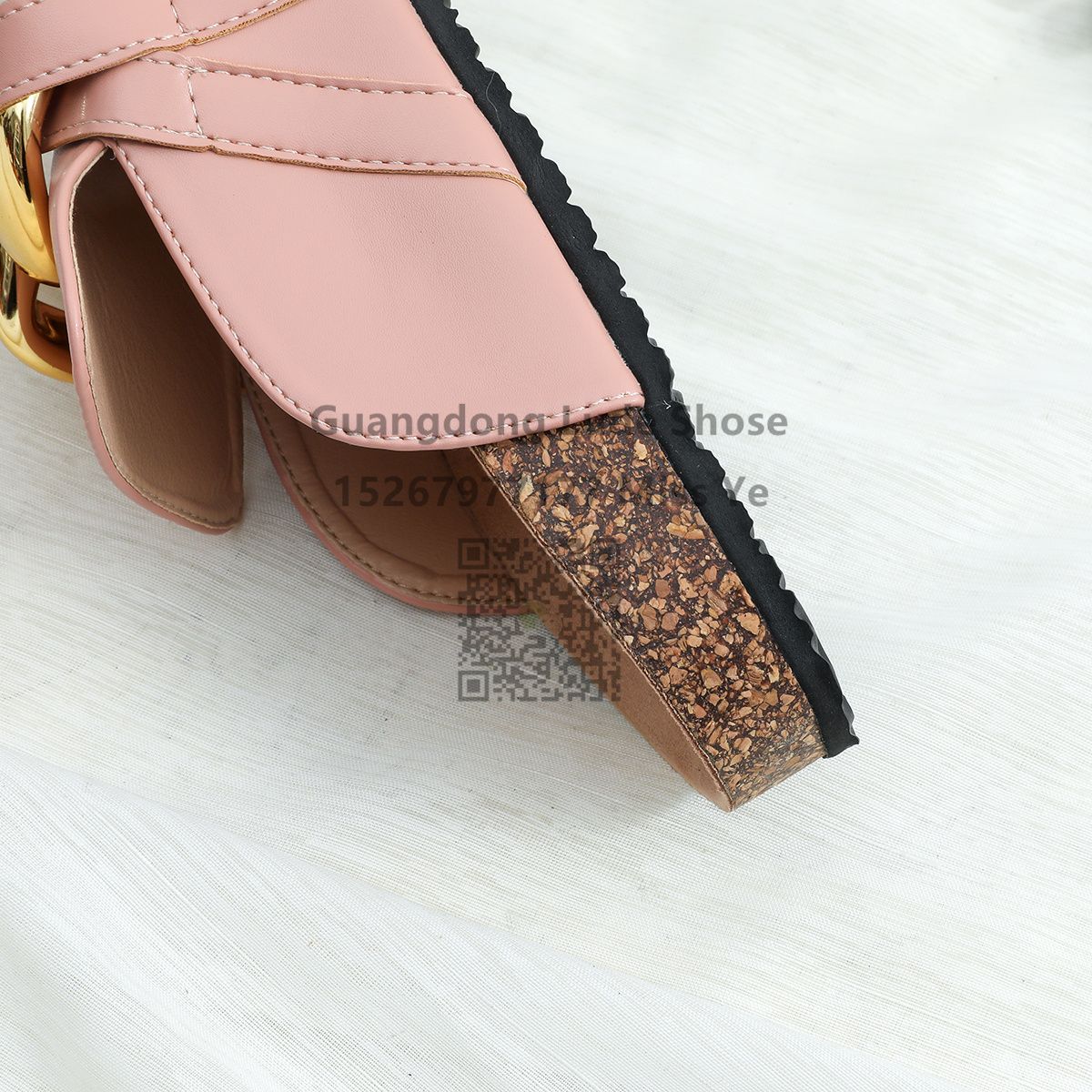 Summer New Metal Chain Thick Bottom Baotou Half Slippers Female Wear Guangzhou Women's Shoes Craft Shoes Muller Shoes Female Specification drawing