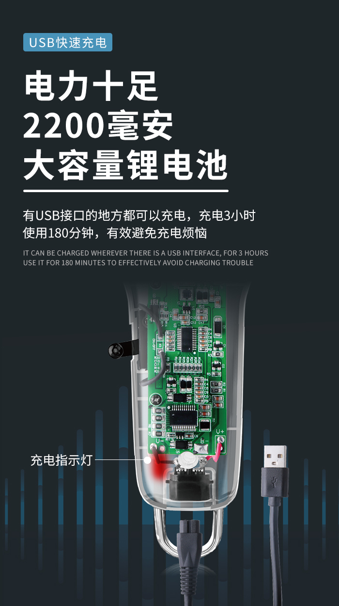 跨境厂家直供科美透明款理发器KM-NG208耐摔油头雕刻USB快充LCD液晶数显电推剪详情7