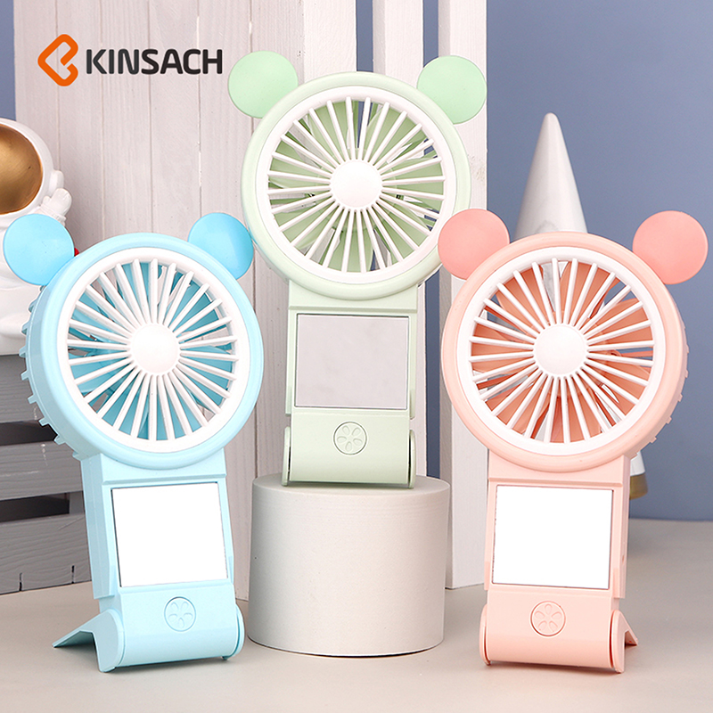 2022 New model with mirror, cute mouse, handheld fan, charging outdoor mini usb fan, pocket small fan for students