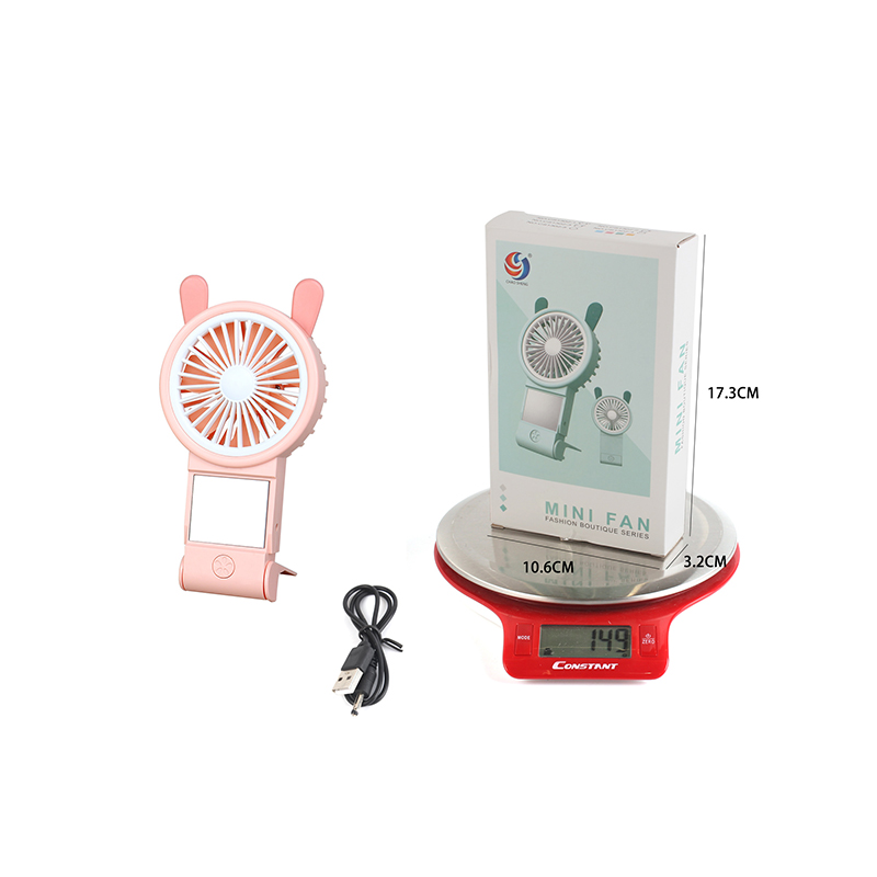 2022 New model with mirror, handheld cute rabbit fan, charging outdoor mini usb fan, pocket small fan, student gift Specification image