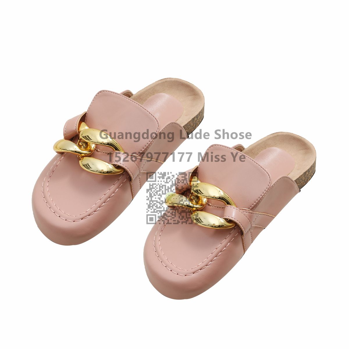 Summer New Metal Chain Thick Bottom Baotou Half Slippers Female Wear Guangzhou Women's Shoes Craft Shoes Muller Shoes Female Item Picture