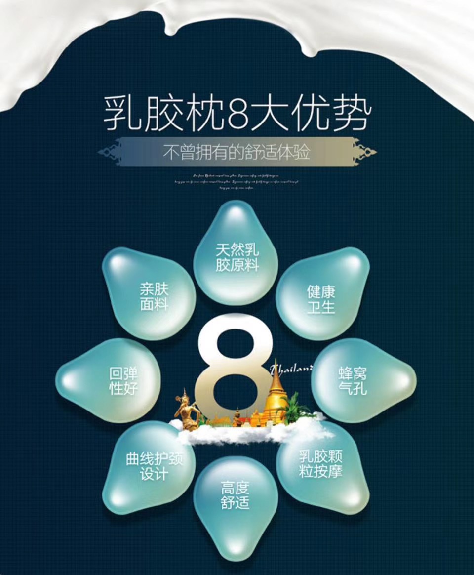 泰国天然乳胶枕头乳胶枕芯曲线波浪按摩颗粒枕详情5