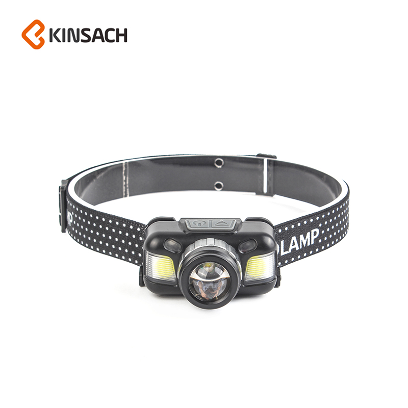 New cross-border LED strong headlight, USB charging, rotating focusing, suitable for night running and fishing, built-in battery plastic headlight
