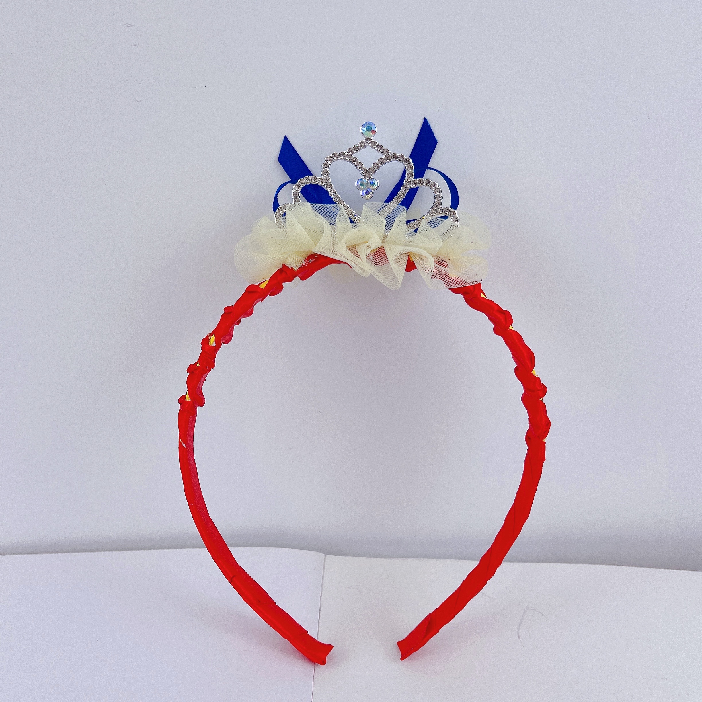 Snow White - Ruffled colorful Diamond Crown Hairband pic 3