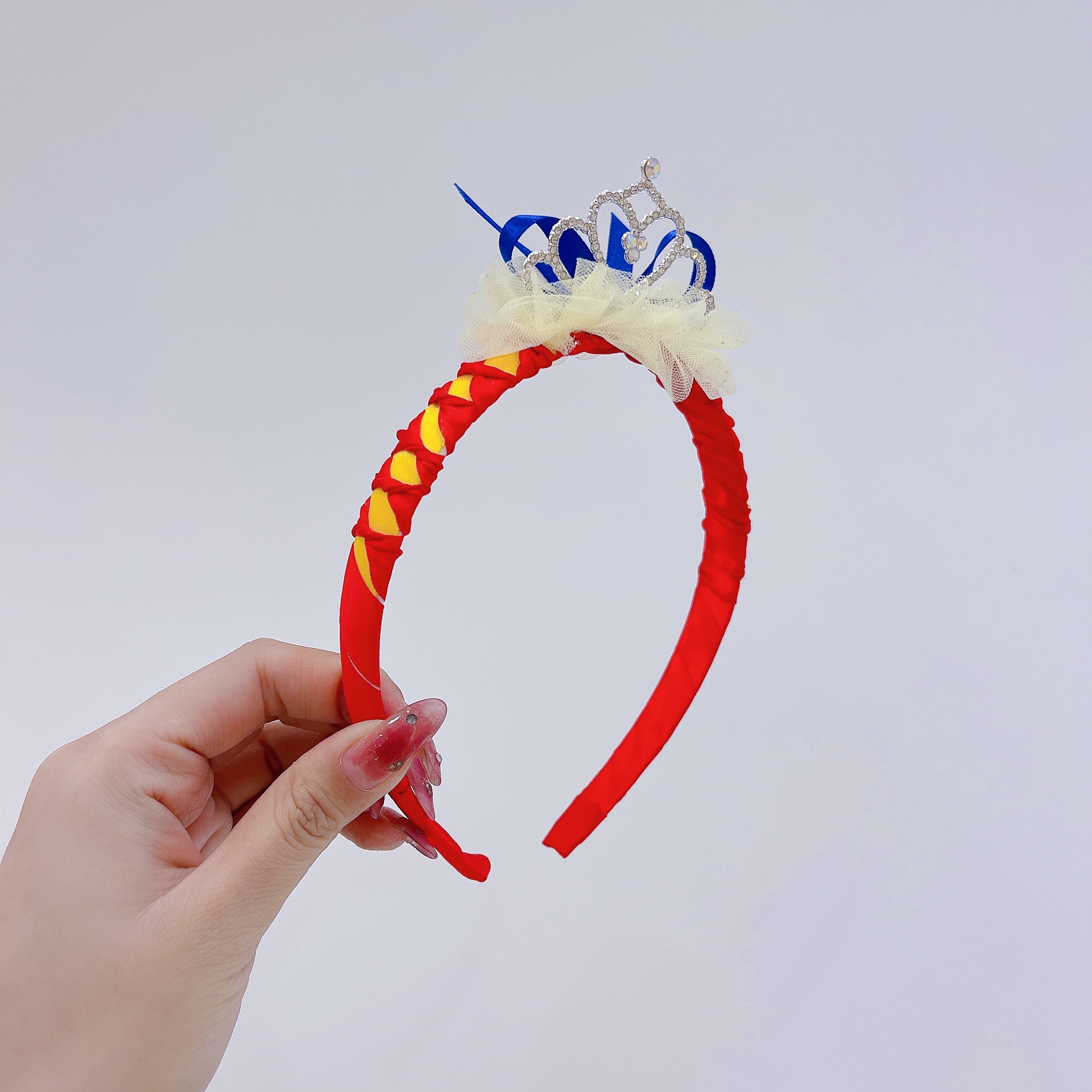 Snow White - Ruffled colorful Diamond Crown Hairband pic 4