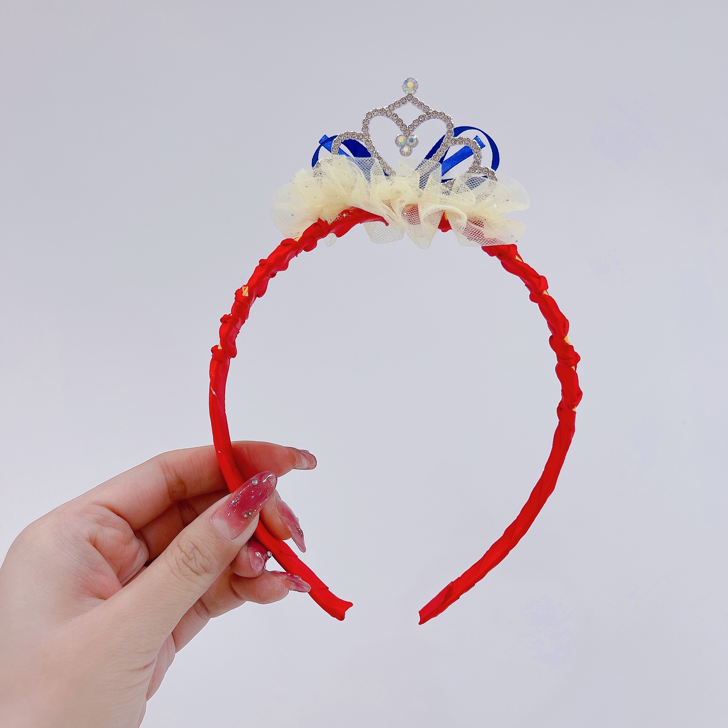 Snow White - Ruffled colorful Diamond Crown Hairband pic 5
