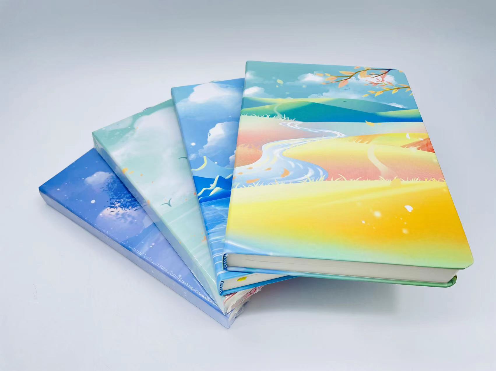 [纤客]A5精装硬面笔记本加厚圆角硬抄本蓝色系糜鹿星座风景小女孩详情3