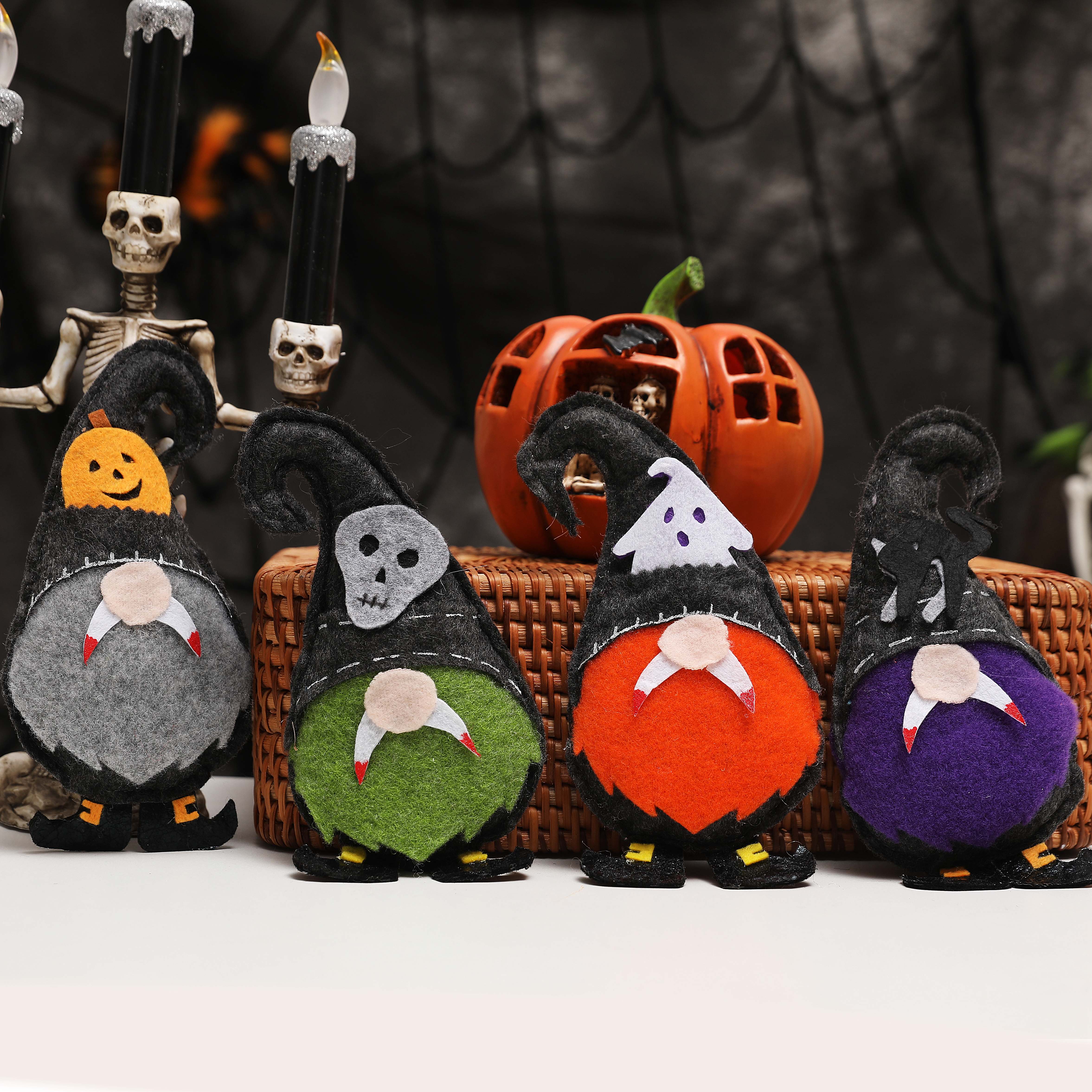 跨境新品万圣节装饰小挂件恶搞无脸老人吸血鬼鲁道夫创意獠牙矮人