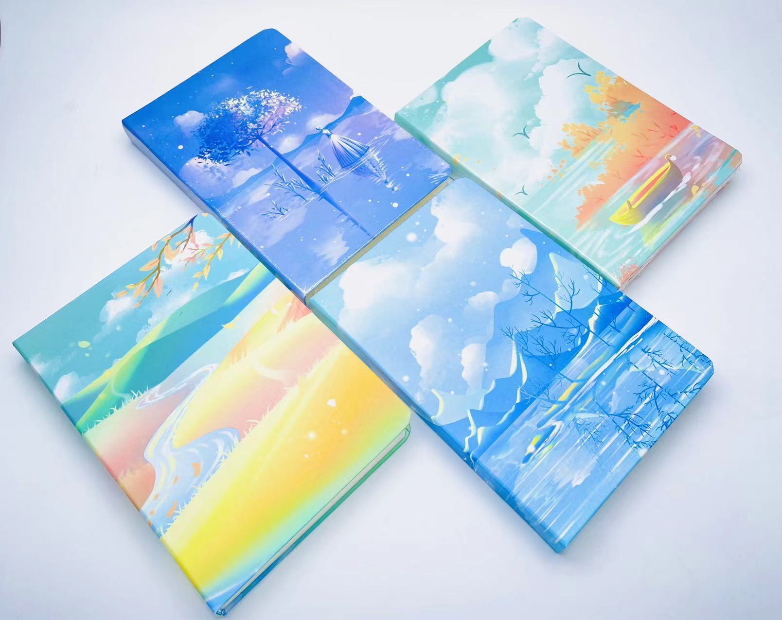 [纤客]A5精装硬面笔记本加厚圆角硬抄本蓝色系糜鹿星座风景小女孩详情9