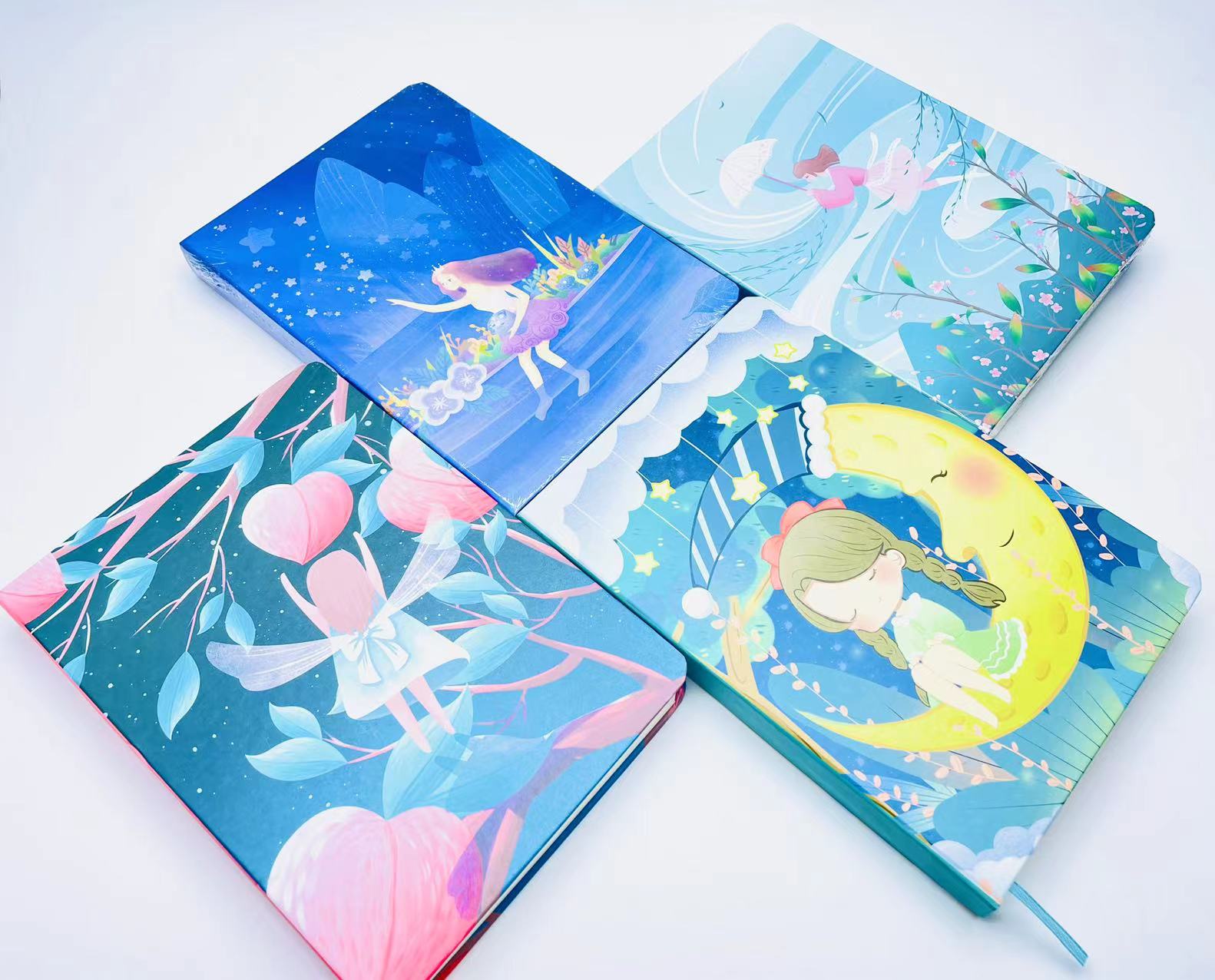 [纤客]A5精装硬面笔记本加厚圆角硬抄本蓝色系糜鹿星座风景小女孩详情7