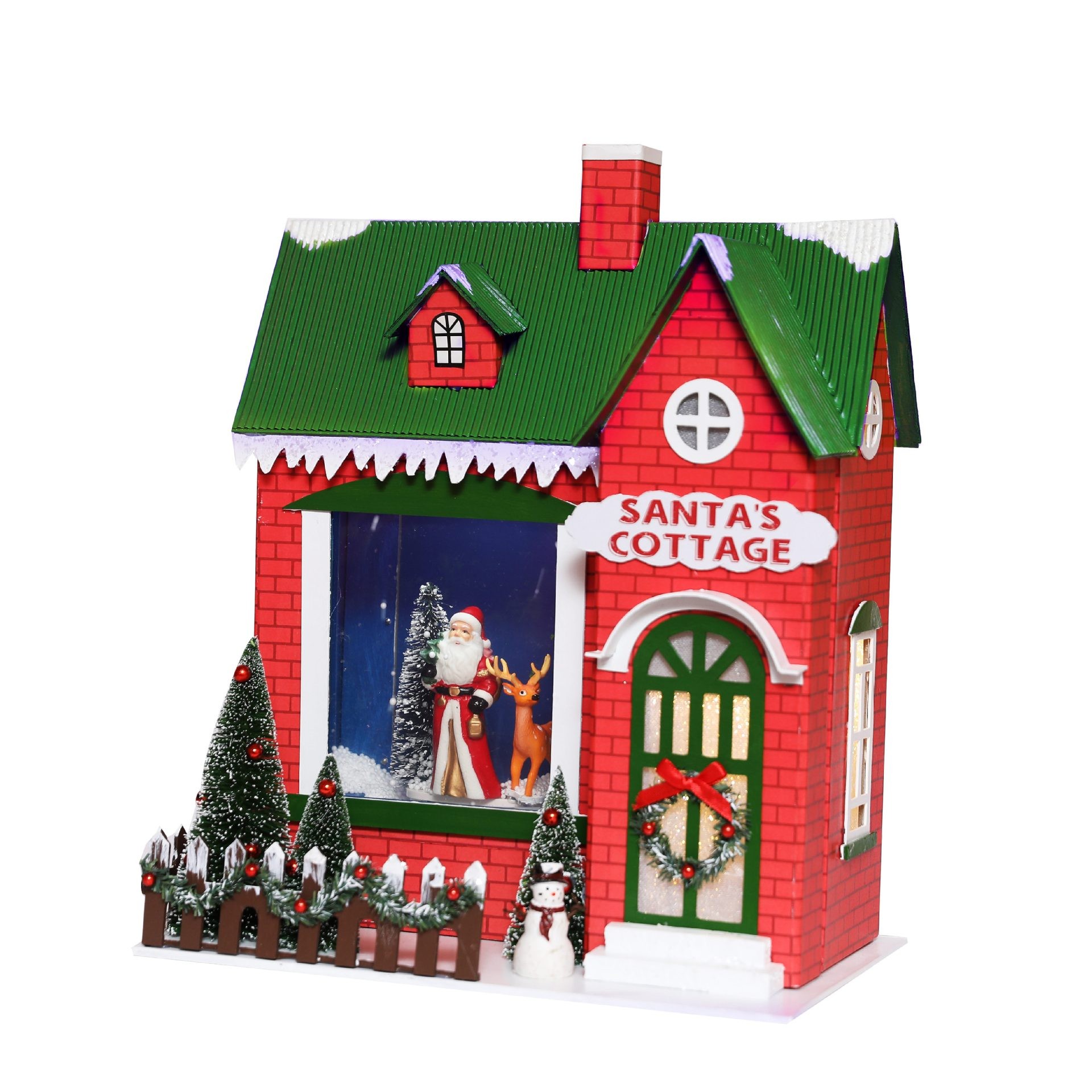 圣诞节飘雪房子摆件纸板音乐圣诞屋子飞雪别墅森林小屋微景观模型详情图5