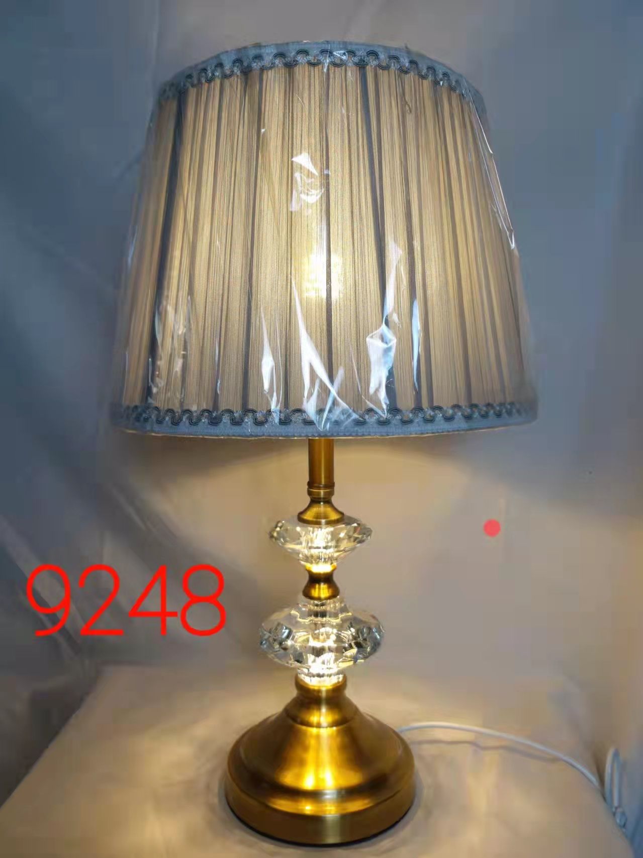 European-style crystal table lamp with a night light pic 1
