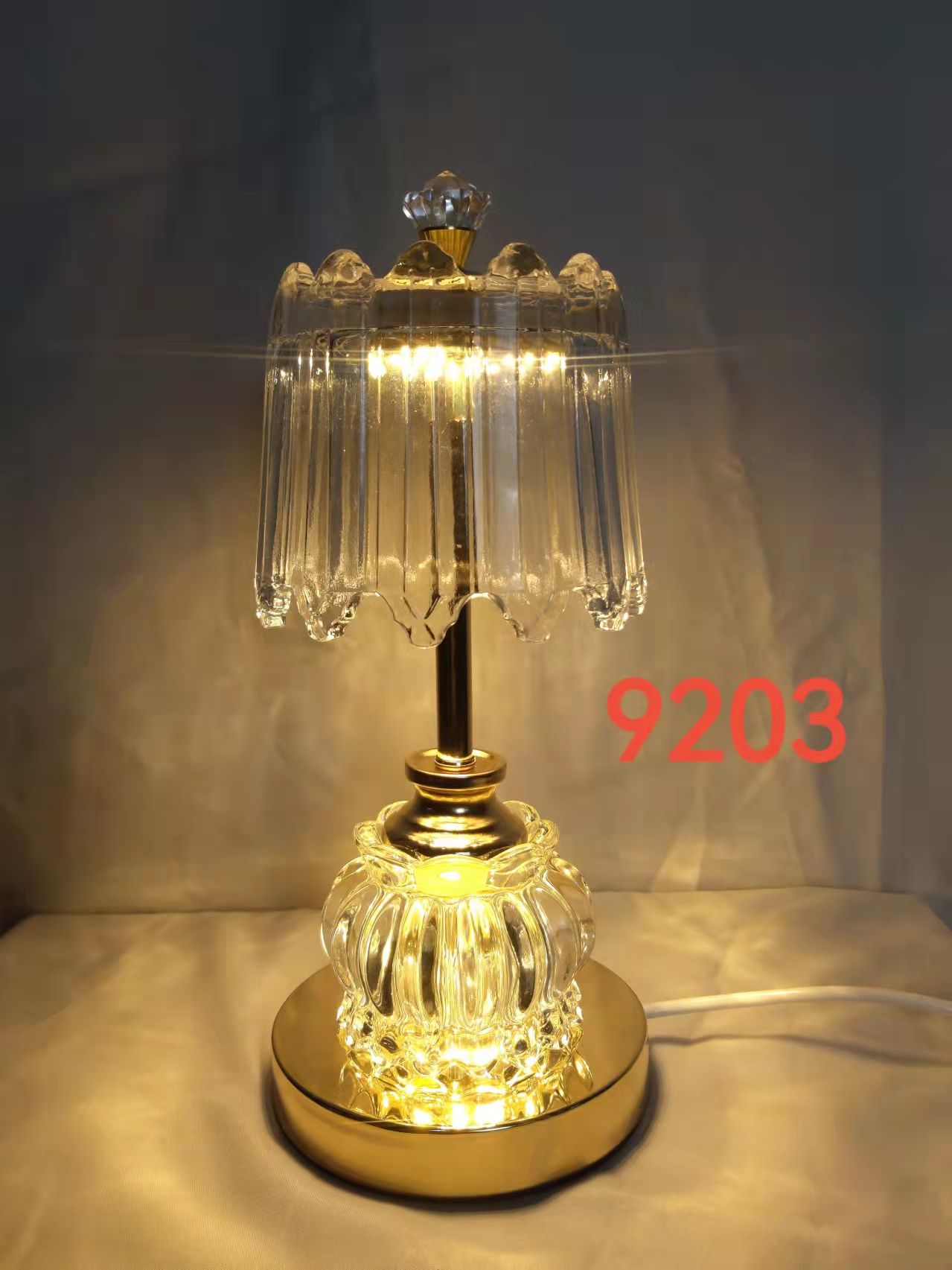 A glass crystal desk lamp with a night light pic 2