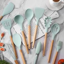 Wooden handle silicone kitchen utensils 12 sets of foreign trade