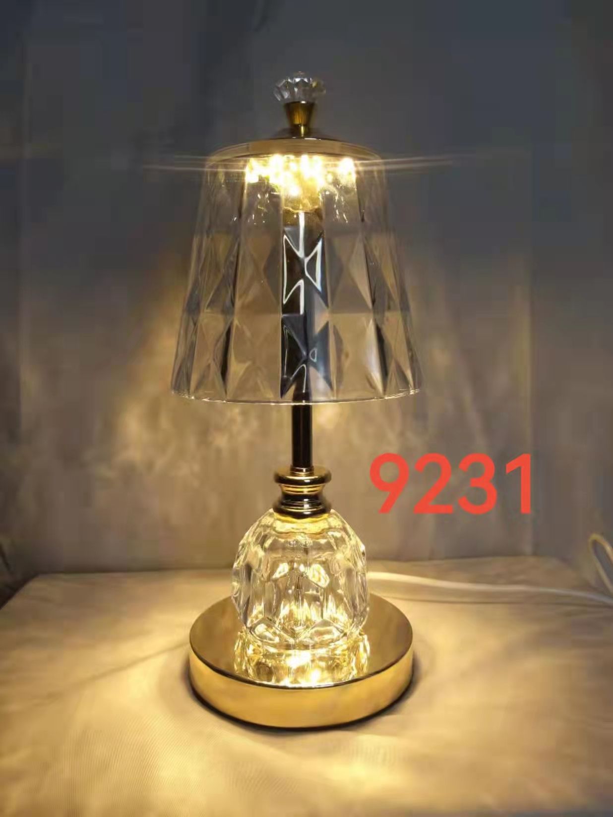A glass crystal desk lamp with a night light pic 1