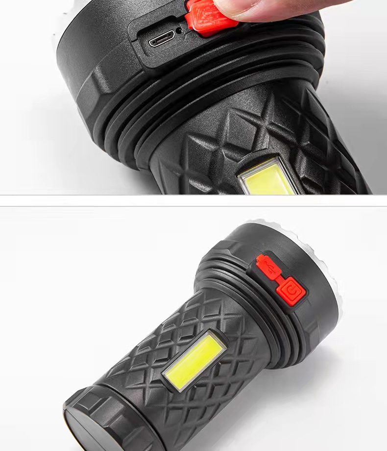 7-lamp high-intensity flashlight, COB dual light source, outdoor night fishing, long-range shooting, USB rechargeable plastic household flashlight pic 6