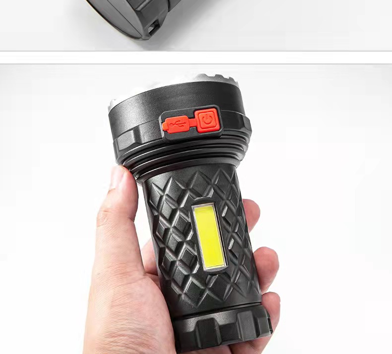 7-lamp high-intensity flashlight, COB dual light source, outdoor night fishing, long-range shooting, USB rechargeable plastic household flashlight pic 1