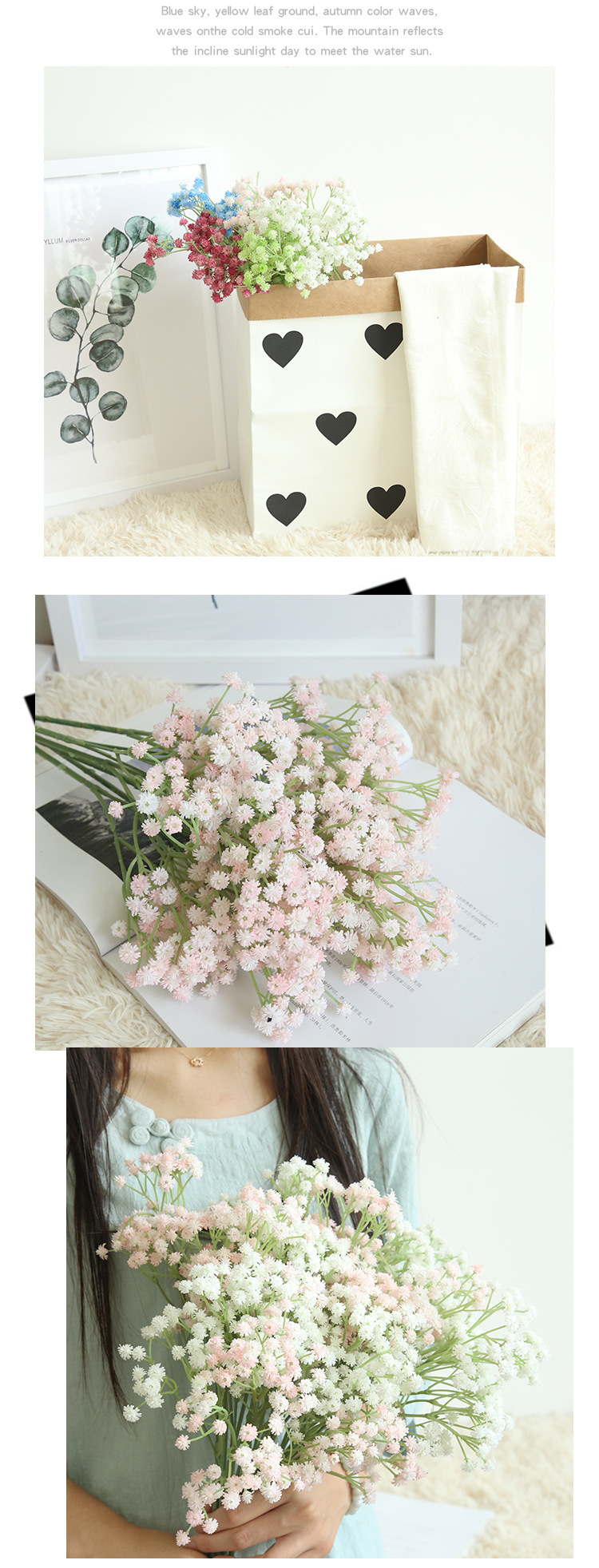 Soft rubber starry sky artificial flower manufacturer, home decoration, wedding hand-held bouquets, road guide flowers, wall artificial flowers MW53460 pic 7