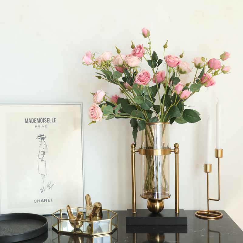 INS风玫瑰花仿真花厂家家庭装饰婚庆手捧花墙植物墙假花DY1-3506