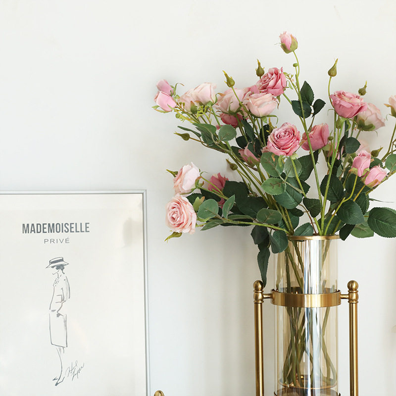 Ins-style rose artificial flower manufacturer, home decoration, wedding hand-held flower wall, plant wall, artificial flower DY1-3506 details Picture