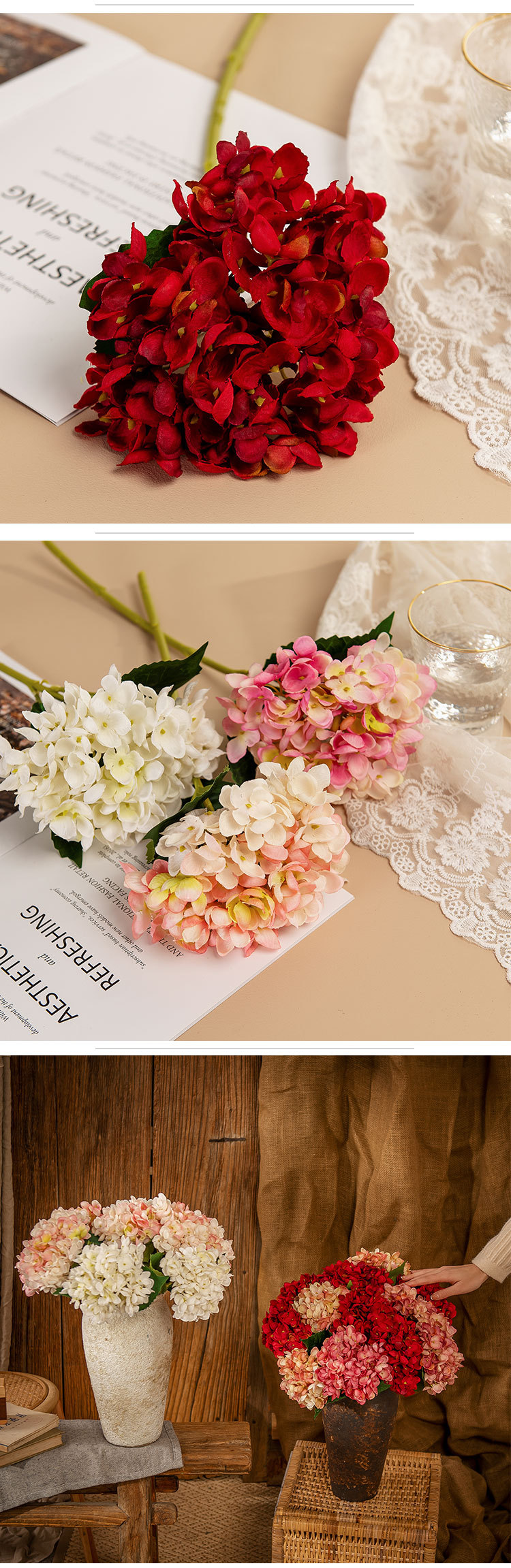 14 colors of artificial hydrangea, INS manufacturer, home decoration, wedding bouquet, road guide, flower wall, artificial flower MW52666 pic 9