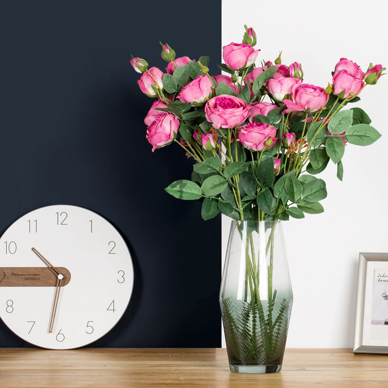 INS Core wrapped rose artificial flower manufacturer for home decoration, wedding, hand-held bouquets, road guide flowers, wall artificial flowers DY1-3249