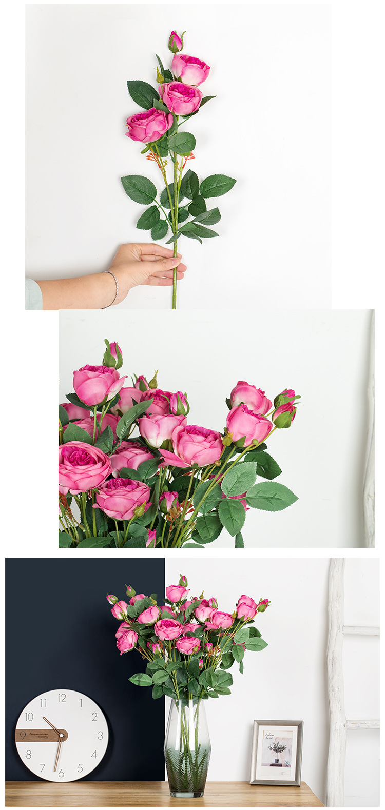 INS Core wrapped rose artificial flower manufacturer for home decoration, wedding, hand-held bouquets, road guide flowers, wall artificial flowers DY1-3249 pic 12