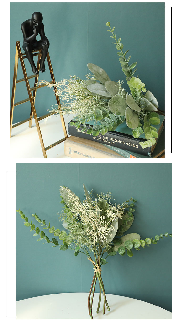 Grass water Perilla leaf artificial flower manufacturer artificial flower Green plant wholesale wedding decoration INS style cross-border YC1003 pic 4