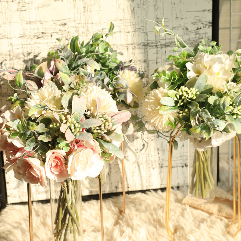 Tea flower bouquets, Amazon artificial flower manufacturers, home decoration, wedding hand-held bouquets, plant wall artificial flowers MW66780 Item Picture
