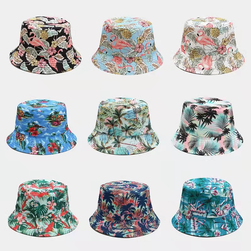 Flamingo design double face basin hat For women outdoor sun protection folding sun hat spring/summer fisherman hat thumbnail